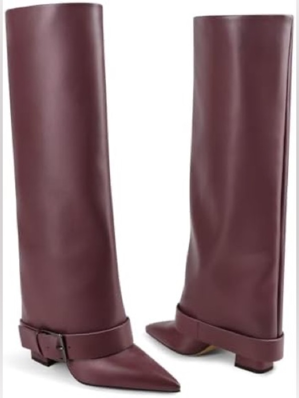 Burgundy Knee High Heeled Boot with Skirt Sz 7 BNWOB - Picture 6 of 8